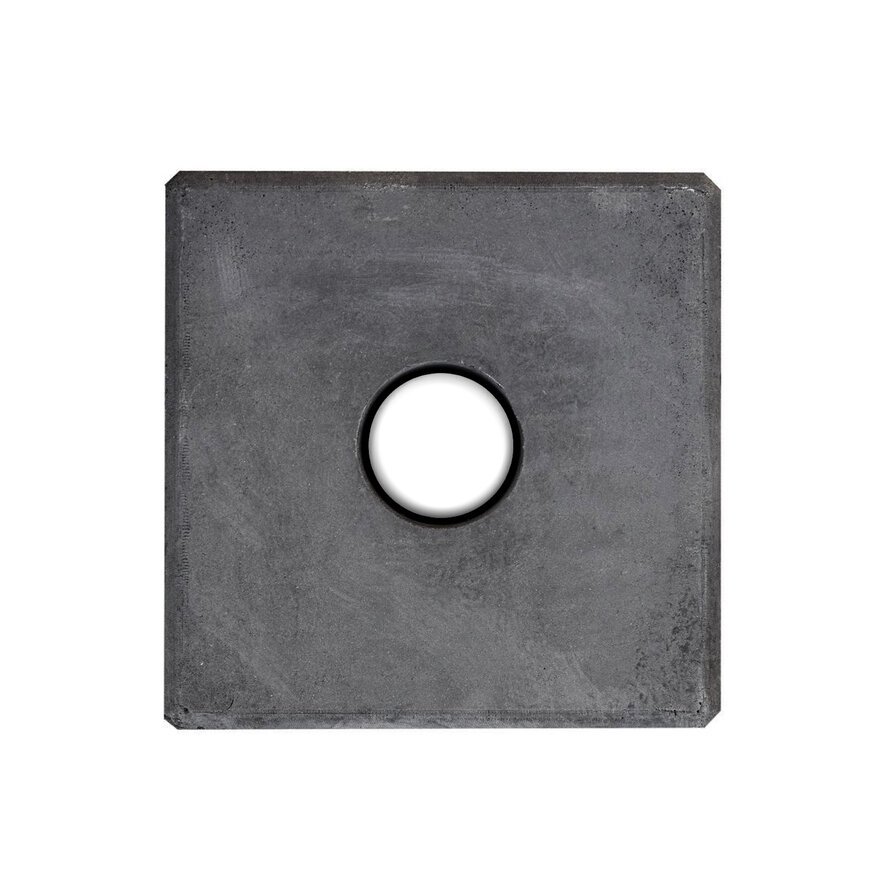 Beton poer laag model met doorlopend gat - 14x14 cm - antraciet - 20 cm hoog - kleine facetrand Beton poer laag model met doorlopend gat - 14x14 cm - antraciet - 20 cm hoog - kleine facetrand