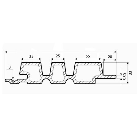 Composiet barcode profiel (hol) - antraciet look - 33x195 mm - barcodeprofiel - houtcomposiet