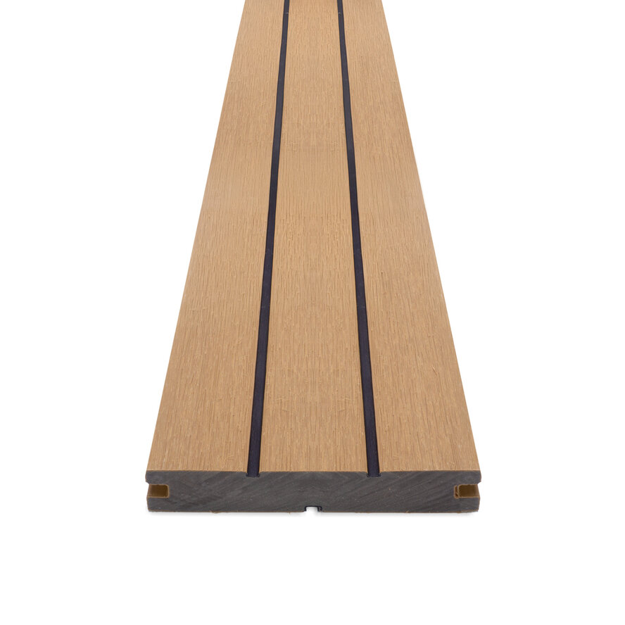 Composiet vlonderplank - cedar look - 22x146 mm - gegroefde terrasplank met blinde bevestiging - houtcomposiet Composiet vlonderplank - cedar look - 22x146 mm - gegroefde terrasplank met blinde bevestiging - houtcomposiet