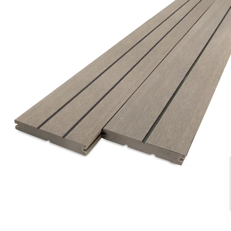 Composiet vlonderplank - vergrijsd hout look - 22x146 mm - gegroefde terrasplank met blinde bevestiging - houtcomposiet Composiet vlonderplank - vergrijsd hout look - 22x146 mm - gegroefde terrasplank met blinde bevestiging - houtcomposiet