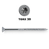 Universele houtschroeven verzinkt - 6 mm - blauw / wit verzinkt - torx 30 - schroeven voor (buiten) hout - grove spoed - met snijpunt - 100 stuks - diverse lengtes