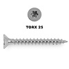 Universele houtschroeven RVS - 5 mm - RVS 304 - torx 25 - schroeven voor hardhout en tuinhout - grove spoed - met snijpunt - 100 / 200 stuks - diverse lengtes