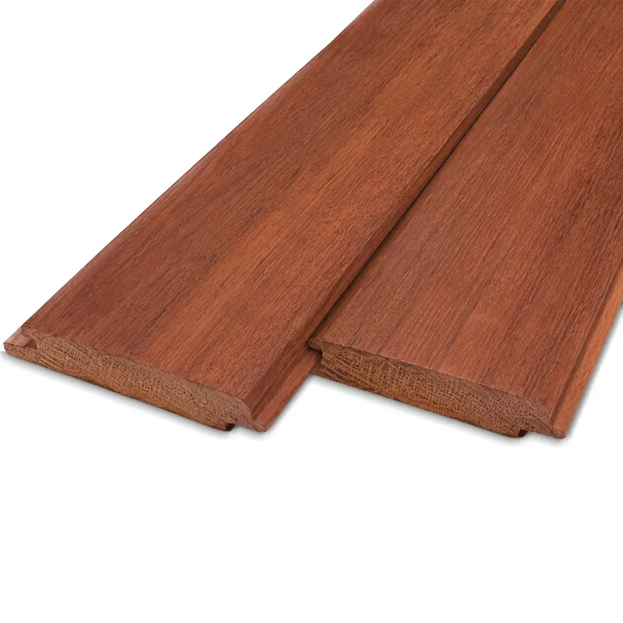 Padoek vellingdeel (blinde bevestiging) - 21x120 mm - geschaafd - mes en groef plank - padouk hardhout AD 20-25% Padoek vellingdeel (blinde bevestiging) - 21x120 mm - geschaafd - mes en groef plank - padouk hardhout AD 20-25%