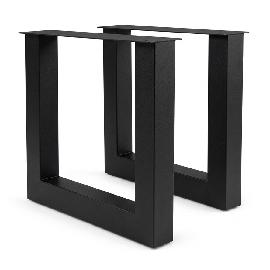 Zwarte stalen U-poten (set) - voor buiten - verzinkt & gecoat metaal - 10x10 cm - hoogte: 72 cm - breedte (montageplaat): 76 cm - U-tuintafel poot Zwarte stalen U-poten (set) - voor buiten - verzinkt & gecoat metaal - 10x10 cm - hoogte: 72 cm - breedte (montageplaat): 76 cm - U-tuintafel poot