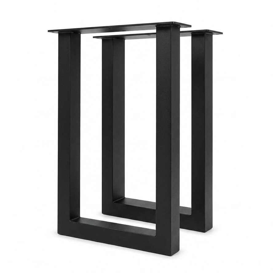 Zwarte stalen U-poten (set) - voor buiten - verzinkt & gecoat metaal - 8x8 cm - hoogte: 100 cm - breedte (montageplaat): 60 cm - U-statafelpoot voor buiten Zwarte stalen U-poten (set) - voor buiten - verzinkt & gecoat metaal - 8x8 cm - hoogte: 100 cm - breedte (montageplaat): 60 cm - U-statafelpoot voor buiten