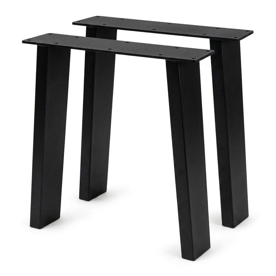Zwarte stalen N-poten taps (set) - voor buiten - verzinkt & gecoat metaal - 4x10 cm - hoogte: 72 cm - breedte : 80 cm - schuine N-tuintafel poot Zwarte stalen N-poten taps (set) - voor buiten - verzinkt & gecoat metaal - 4x10 cm - hoogte: 72 cm - breedte : 80 cm - schuine N-tuintafel poot