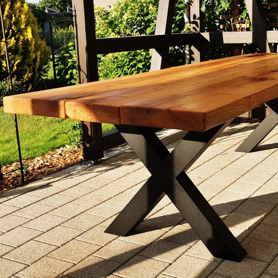 Zwarte stalen X-poten (set) - voor buiten - verzinkt & gecoat metaal - 10x10 cm - hoogte: 72 cm - breedte (montageplaat): 85 cm - X-tuintafel poot Zwarte stalen X-poten (set) - voor buiten - verzinkt & gecoat metaal - 10x10 cm - hoogte: 72 cm - breedte (montageplaat): 85 cm - X-tuintafel poot