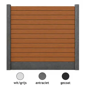 Composiet schutting - teak look - met betonpalen en onderplaat Composiet schutting - teak look - met betonpalen en onderplaat