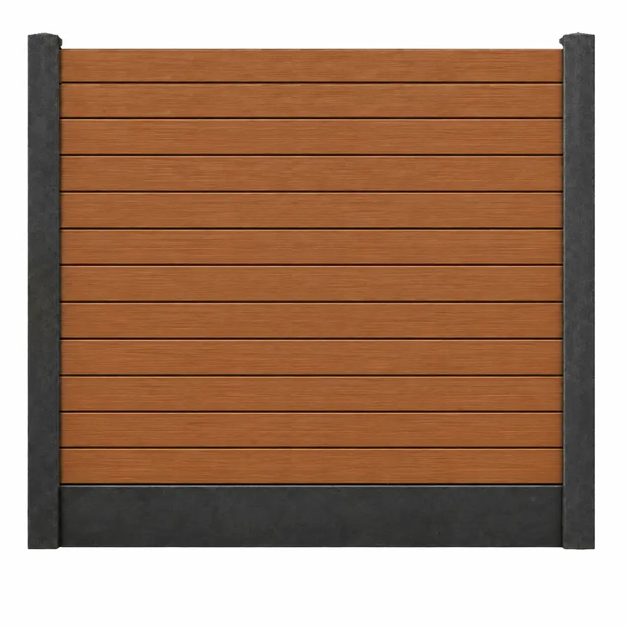 Composiet schutting - teak look - zelfbouw schutting met betonpalen en onderplaat - grijs/wit, antraciet of gecoat beton - 200x200 cm - houtcomposiet zelfbouw schutting Composiet schutting - teak look - zelfbouw schutting met betonpalen en onderplaat - grijs/wit, antraciet of gecoat beton - 200x200 cm - houtcomposiet zelfbouw schutting