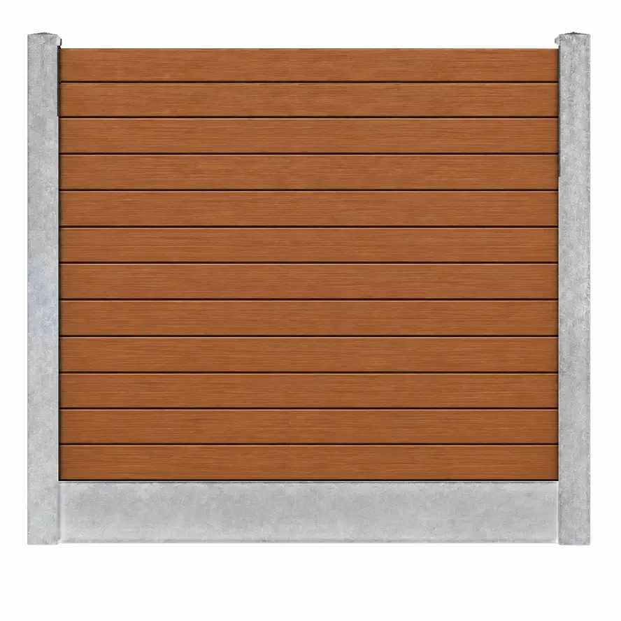 Composiet schutting - teak look - zelfbouw schutting met betonpalen en onderplaat - grijs/wit, antraciet of gecoat beton - 200x200 cm - houtcomposiet zelfbouw schutting Composiet schutting - teak look - zelfbouw schutting met betonpalen en onderplaat - grijs/wit, antraciet of gecoat beton - 200x200 cm - houtcomposiet zelfbouw schutting