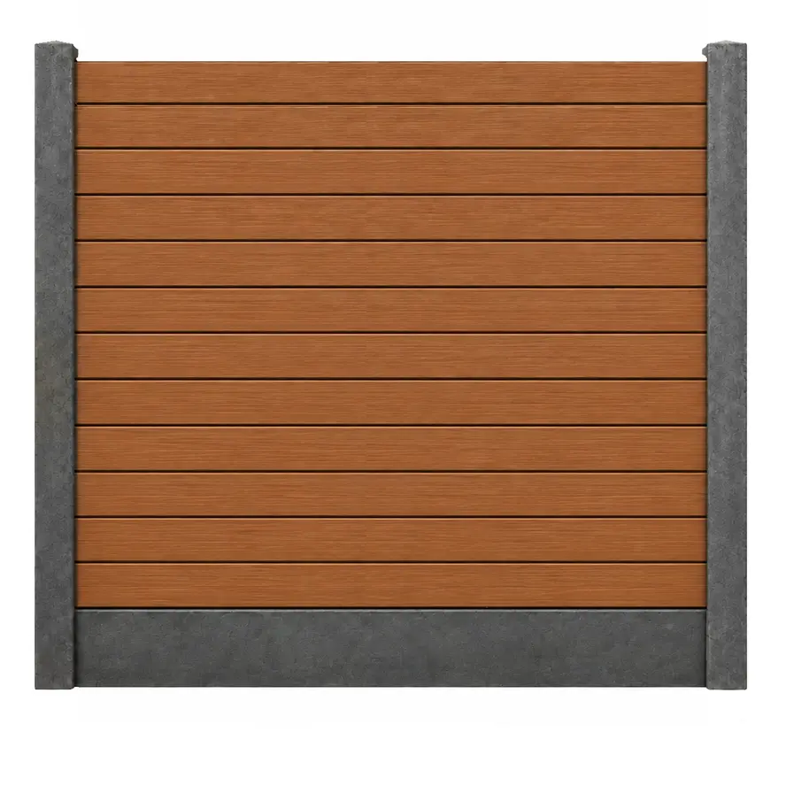 Composiet schutting - teak look - zelfbouw schutting met betonpalen en onderplaat - grijs/wit, antraciet of gecoat beton - 200x200 cm - houtcomposiet zelfbouw schutting Composiet schutting - teak look - zelfbouw schutting met betonpalen en onderplaat - grijs/wit, antraciet of gecoat beton - 200x200 cm - houtcomposiet zelfbouw schutting
