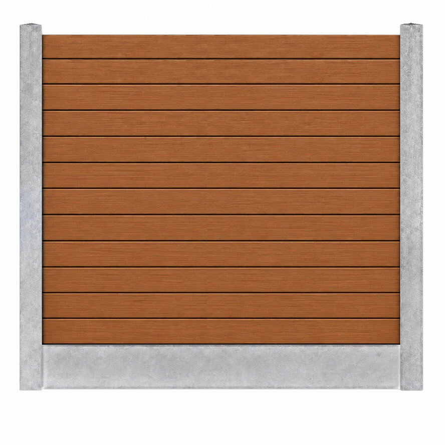 Composiet schutting - teak look - zelfbouw schutting met betonpalen en onderplaat - grijs/wit, antraciet of gecoat beton - 200x200 cm - houtcomposiet zelfbouw schutting Composiet schutting - teak look - zelfbouw schutting met betonpalen en onderplaat - grijs/wit, antraciet of gecoat beton - 200x200 cm - houtcomposiet zelfbouw schutting