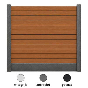 composiet - schutting Composiet schutting - teak look - met betonpalen en onderplaat composiet - schutting Composiet schutting - teak look - met betonpalen en onderplaat