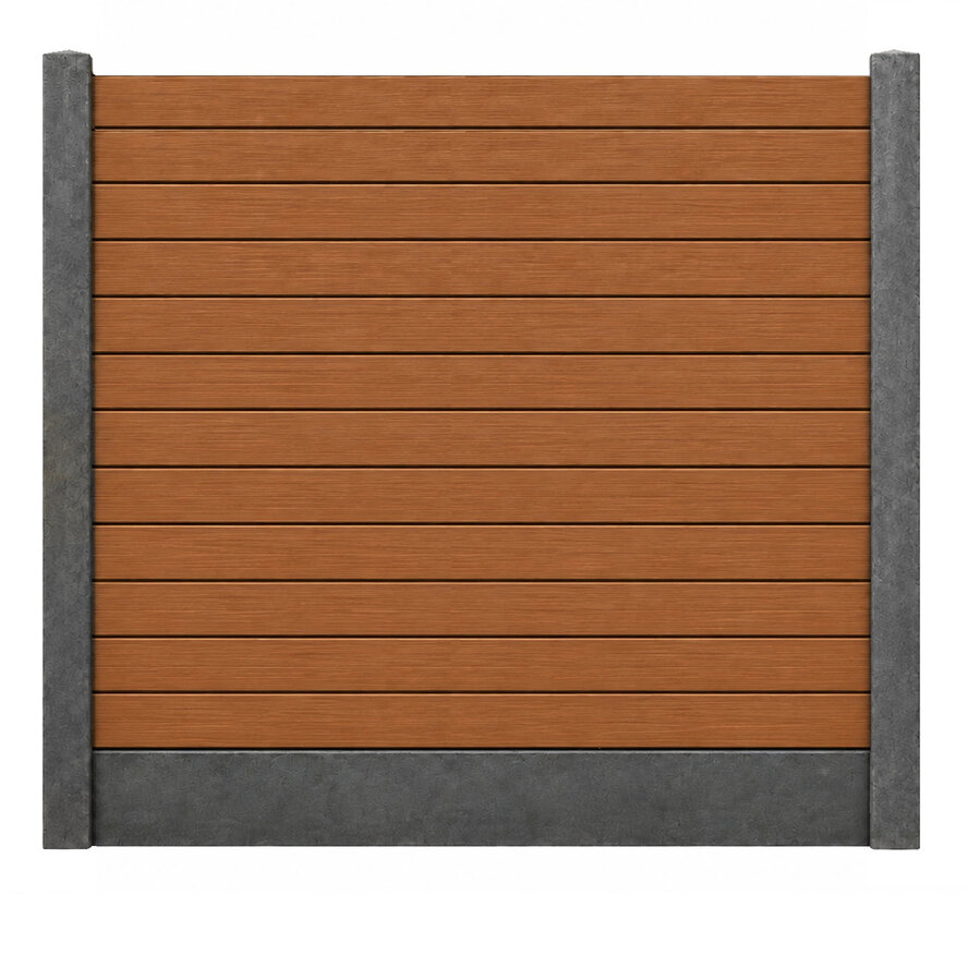 Composiet schutting - teak look - zelfbouw schutting met betonpalen en onderplaat - grijs/wit, antraciet of gecoat beton - 200x200 cm - houtcomposiet zelfbouw schutting Composiet schutting - teak look - zelfbouw schutting met betonpalen en onderplaat - grijs/wit, antraciet of gecoat beton - 200x200 cm - houtcomposiet zelfbouw schutting