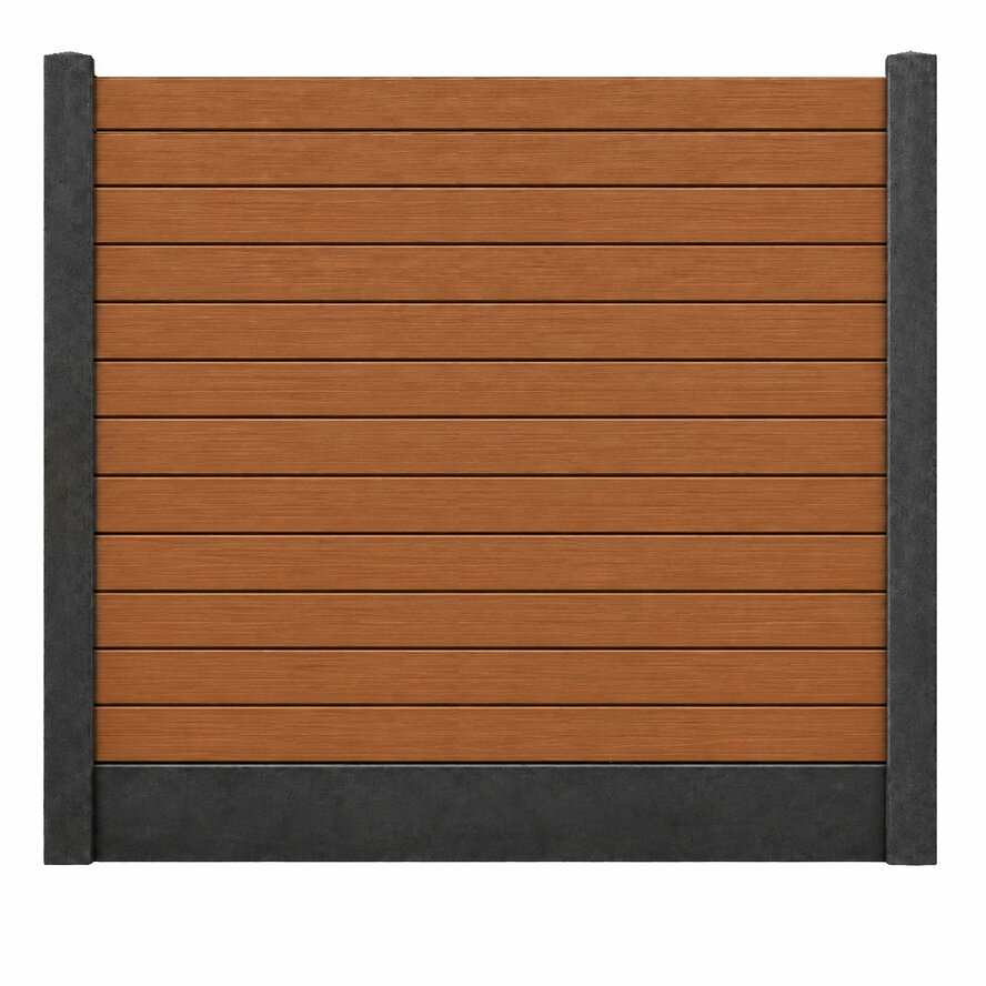 Composiet schutting - teak look - zelfbouw schutting met betonpalen en onderplaat - grijs/wit, antraciet of gecoat beton - 200x200 cm - houtcomposiet zelfbouw schutting Composiet schutting - teak look - zelfbouw schutting met betonpalen en onderplaat - grijs/wit, antraciet of gecoat beton - 200x200 cm - houtcomposiet zelfbouw schutting