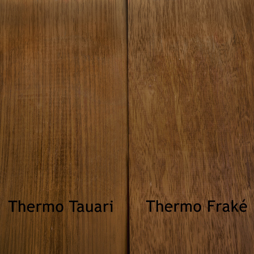 Thermo tauari dubbel blokprofiel (50/50) - 21x125 mm - geschaafd - blokprofiel - thermisch gemodificeerd tauari hout KD 8-12% Thermo tauari dubbel blokprofiel (50/50) - 21x125 mm - geschaafd - blokprofiel - thermisch gemodificeerd tauari hout KD 8-12%