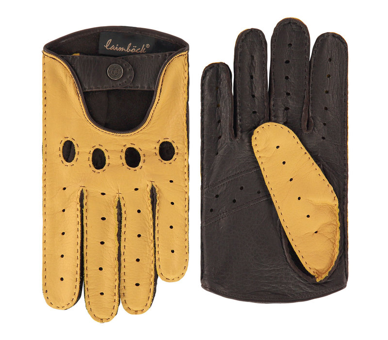 Popoli - Two-tone deer leather men's driving gloves