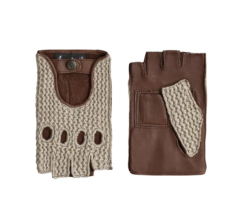 Boston -  Leather half fingers driving gloves for ladies with crochet upperhand