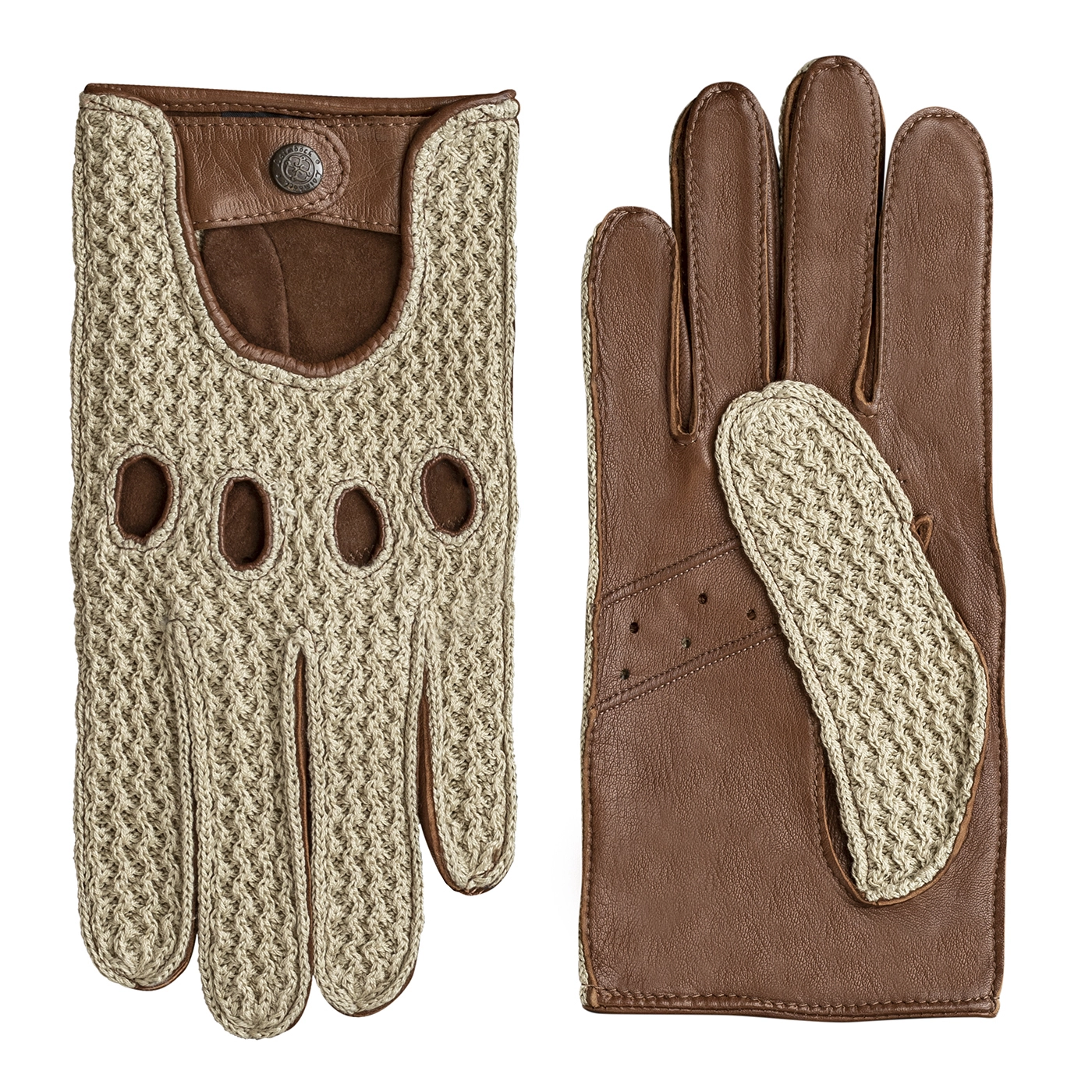 Riparo Herren Autohandschuhe Leder - Cognac Vollfinger Größe S