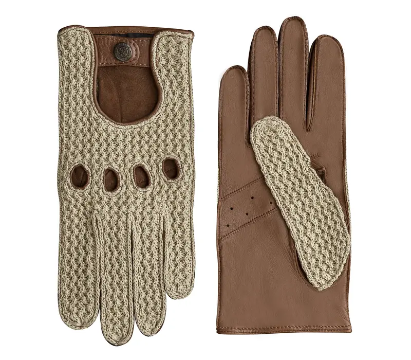 Denver - Leather ladies driving gloves with chrochet upper hand