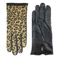 Isaba - Leder Damenhandschuhe mit Leoparden Prints