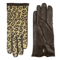 Isaba - Leather ladies gloves with leopard print
