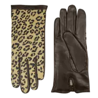 Isaba - Leder Damenhandschuhe mit Leoparden Prints