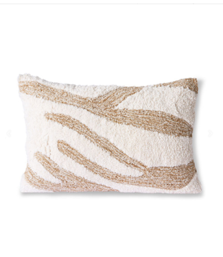 HKliving Fluffy cushion white/beige (35x55)