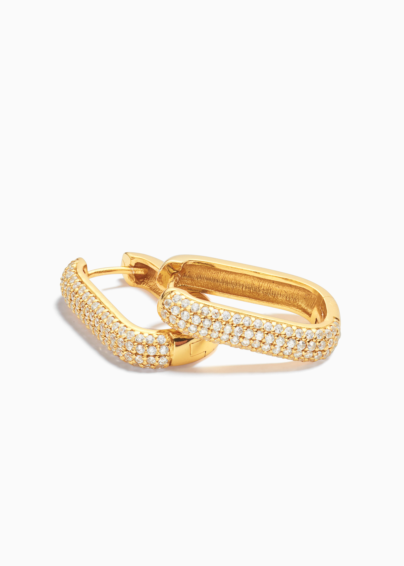 Eline Rosina Icon pave hoops in gold plated sterling silver