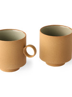 HKliving Bold & Basic Ceramics : Coffee mug ochre (SET OF 2)