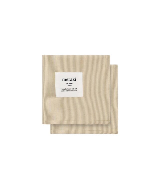 Meraki Tea Towel Verum, Off white/safari 2pcs