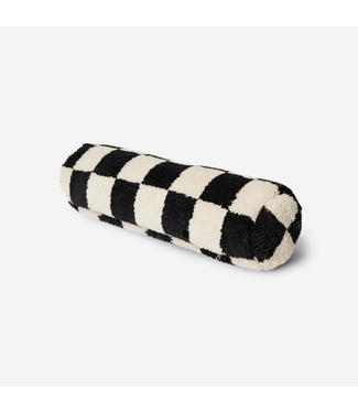 HKliving Woolen Bolster Cushion Black and White (13x50cm)