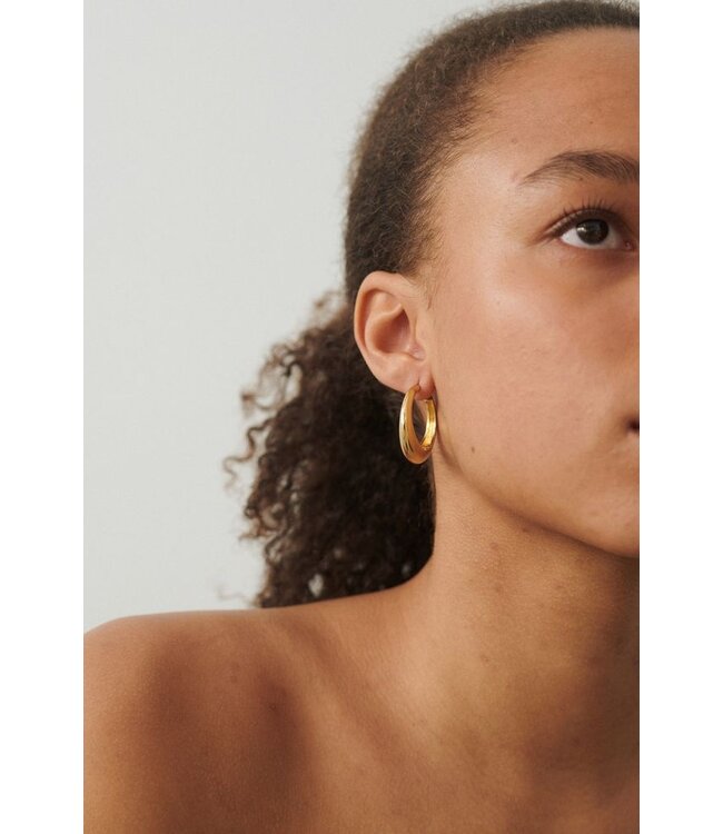 Pernille Corydon Large Globe Huggies Gold Plated