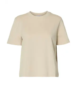 Selected Femme Essential SS Boxy Tee Oatmeal