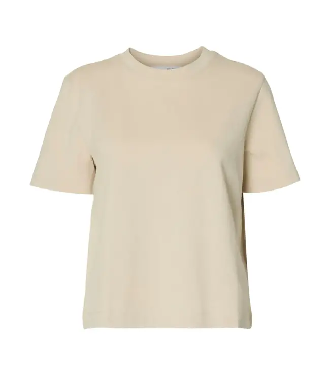 Selected Femme Essential SS Boxy Tee Oatmeal