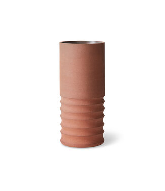 HKliving Handcarved terracotta tube vase