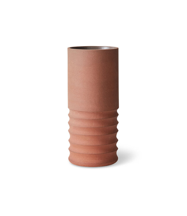 HKliving Handcarved terracotta tube vase
