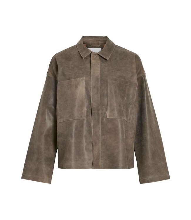Rouge Edit Nila ls leather overshirt