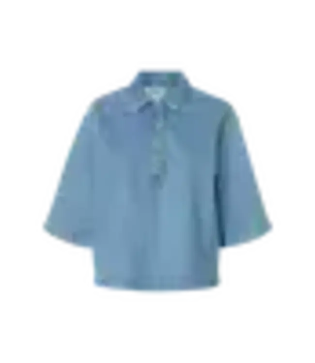 Selected Femme Liva Kori 2/4 Boxi Polo Denim Shirt