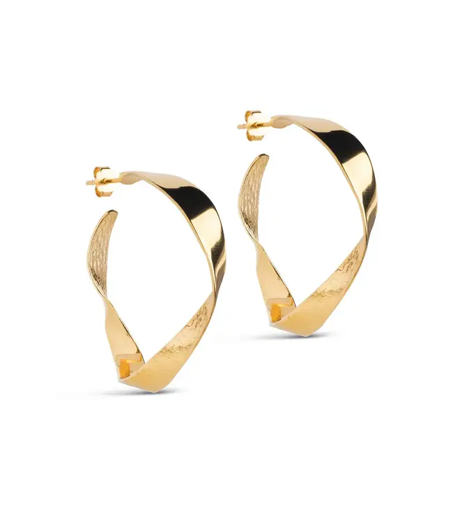 Enamel Hoops, Scarlet Large / gold plated  / 38 mm