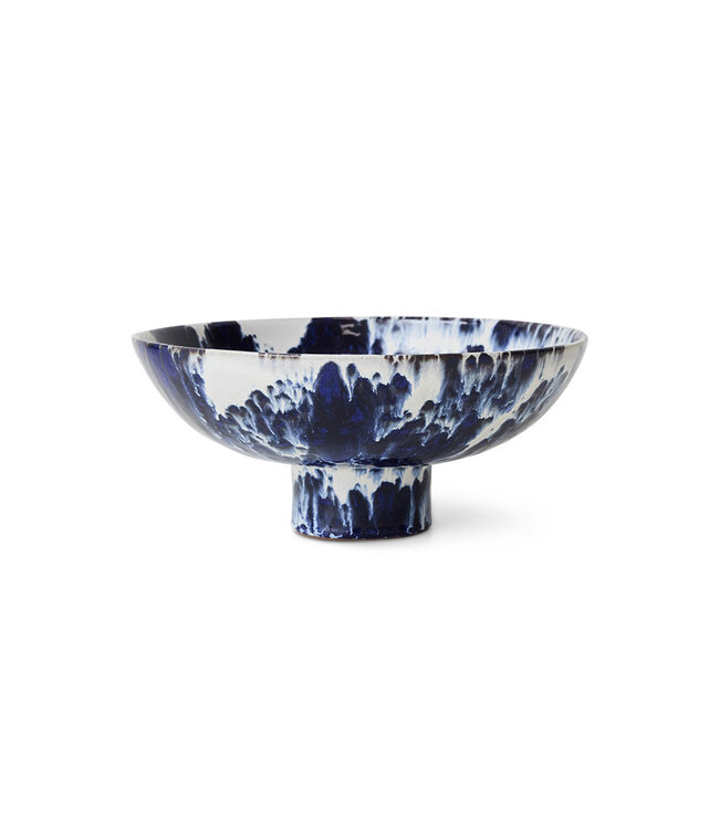 HKliving Ceramic bowl on base, indigo