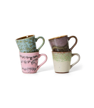 HKliving 70s ceramics: espresso mugs Brutalism, set of 4