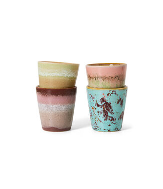 HKliving 70s ceramics: ristretto mugs, futurism, set of 4
