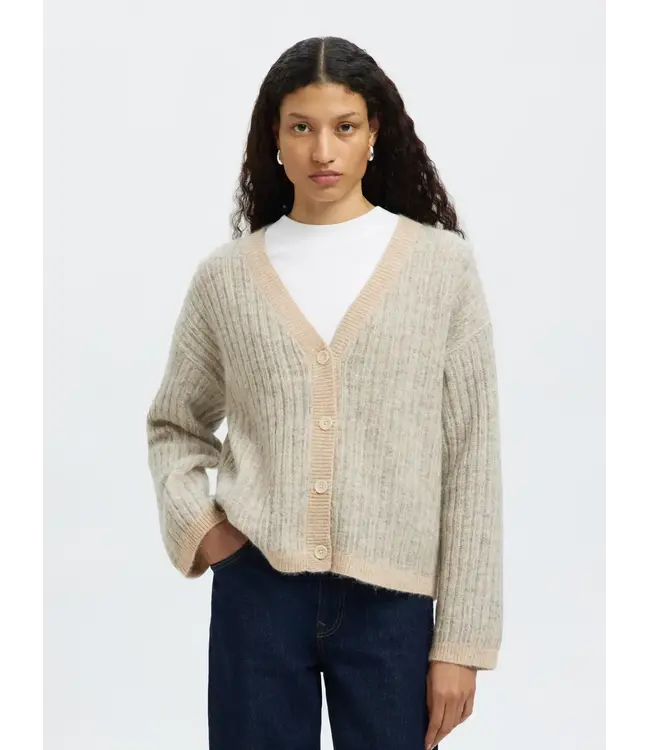 Selected Falva Knit Stripe V-cardigan