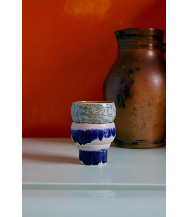 HKliving 70s ceramics: lungo mugs, symbolist (set of 2)