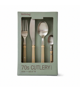 HKliving 70s cutlery: olive, set of 16