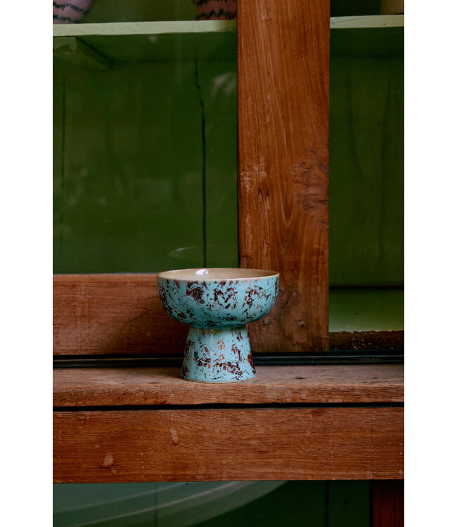 HKliving 70s ceramics: tapas bowl on base patina, S