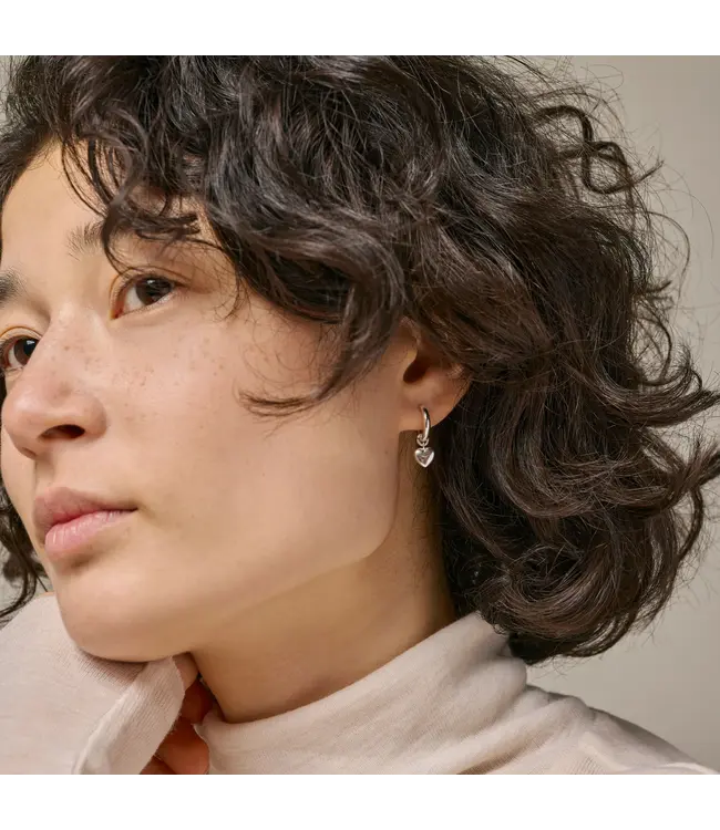 Enamel Hoops, Amore - silver