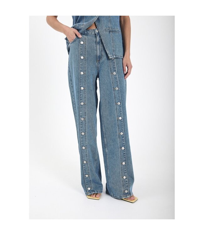 Norr Kenzie wide button jeans