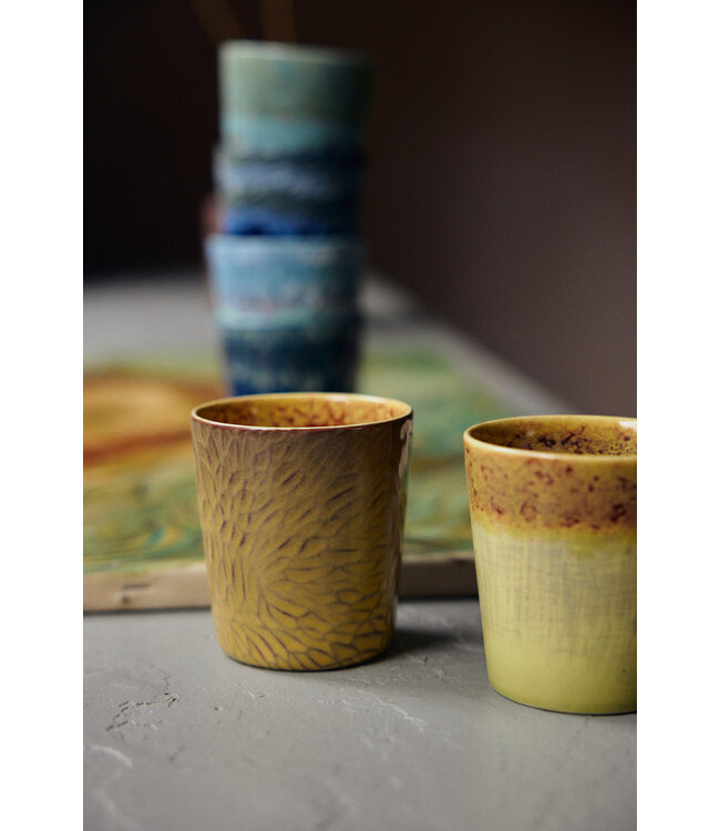 HKliving 70s ceramics: Van Gogh coffee mugs Sunflowers (set of 2)